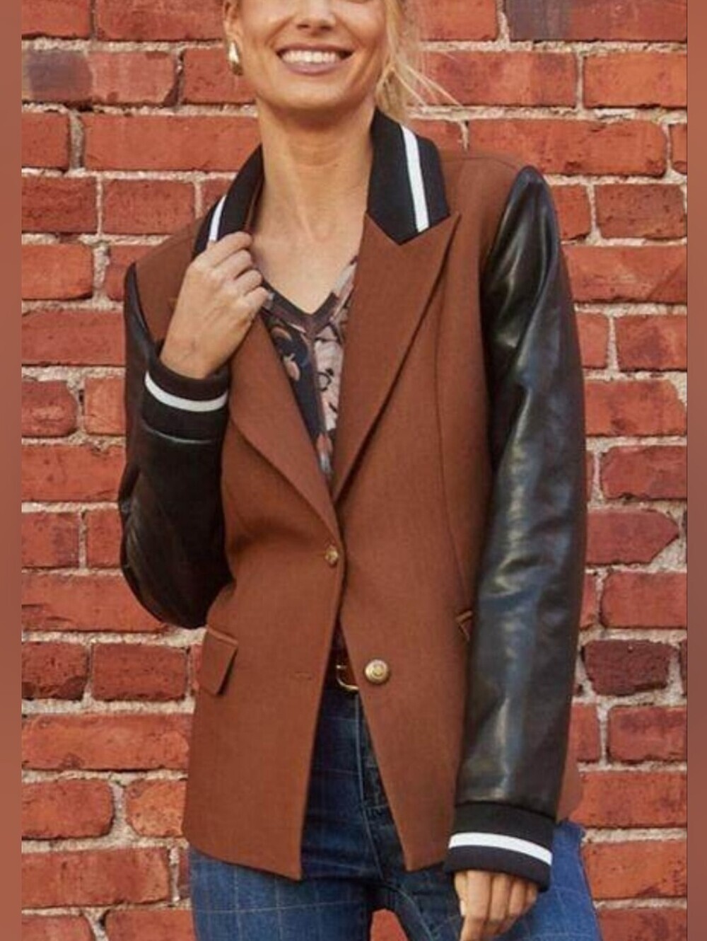 FDJ French Dressing Jeans Mixed Media Blazer in Espresso Size S - Picture 13 of 13